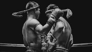 Muay Thai fighters in traditional clinch